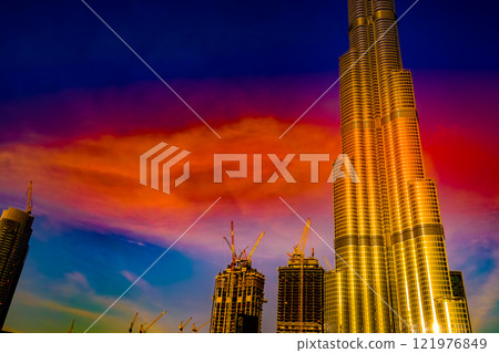Burj Al Arab and Dubai streets Burj Al Arab and Dubai streets 121976849