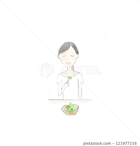 Woman eating salad Woman eating salad 121977158