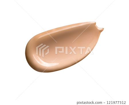 Makeup Liquid foundation stroke isolated on white background. Cosmetic product brush swatch Makeup Liquid foundation stroke isolated on white background. Cosmetic product brush swatch 121977312