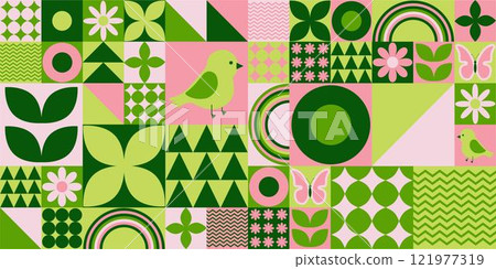 Spring geometric pattern for cover, label, packaging 121977319