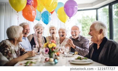 Joyful Senior Party: Festive Birthday Gathering for Elderly 121977727