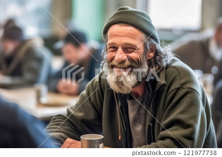 Compassionate Dining: Homeless Joy in a Volunteer Canteen Compassionate Dining: Homeless Joy in a Volunteer Canteen 121977738