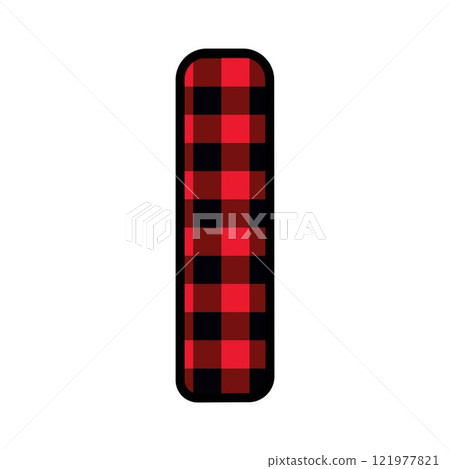 Alphabet number font, red lumberjack plaid pattern for l 121977821