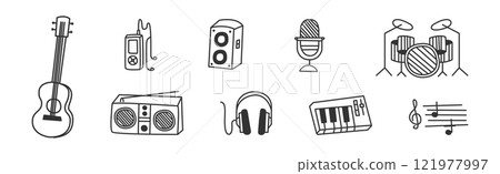Music and Concert Line Item and Element Vector Set 121977997