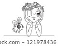 Little girl and bee 121978436