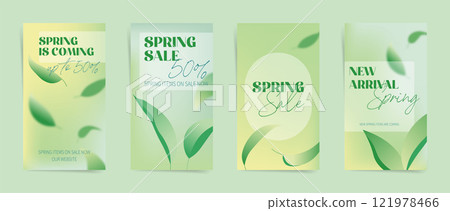 Spring Story Templates with Green Leaves and Spring Sale Themes Spring Story Templates with Green Leaves and Spring Sale Themes 121978466