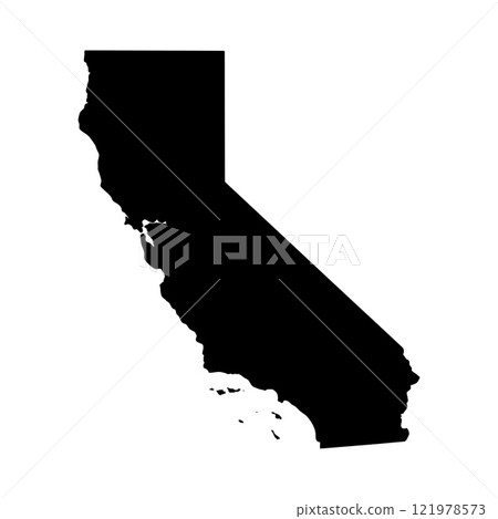 California map icon isolated on white background. Black map. Vector illustration. California map icon isolated on white background. Black map. Vector illustration. 121978573