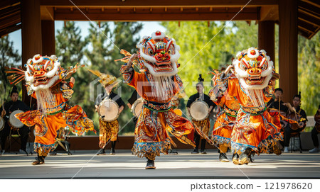Lion and Dragon Dances during the. Lunar New Yearr 121978620