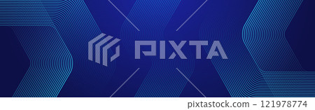 Digital hexagonal blue abstract background. Digital futuristic technology concept with hexagons. Geometric stripe line art design for poster, brochure, cover, banner, website, header 121978774