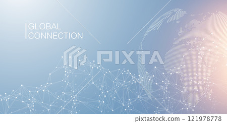 Global network connection banner design template. Header social network communication in the global business concept. Big data visualization. Internet technology 121978778