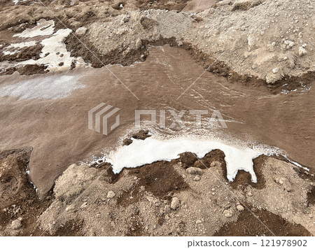 Melting snow on the ground Melting snow on the ground 121978902