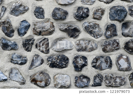 Flint stone wall in Normandy France Alabaster Coast Flint stone wall in Normandy France Alabaster Coast 121979073