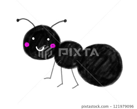 可愛的黑螞蟻手繪插畫 可愛的黑螞蟻手繪插畫 121979096