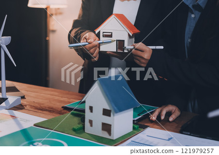 Carbon offset price report CO2 emission. Future growth Net zero waste in ESG ethical SME office protect climate change global warming social issues project. Group of asia people Eco friendly SDGs plan 121979257