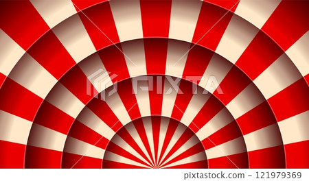 Striped line curtains on paper cut circus stage or funfair carnival scene, vector background. Circus stage or kids entertainment theater scene in papercut cutout layers with red white stripe pattern Striped line curtains on paper cut circus stage or funfair carnival scene, vector background. Circus stage or kids entertainment theater scene in papercut cutout layers with red white stripe pattern 121979369
