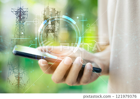 Concept of high-speed communication, 5G and 6G technology 121979376