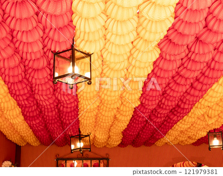 Detail of decoration inside a Caseta at the Seville April Fair Detail of decoration inside a Caseta at the Seville April Fair 121979381