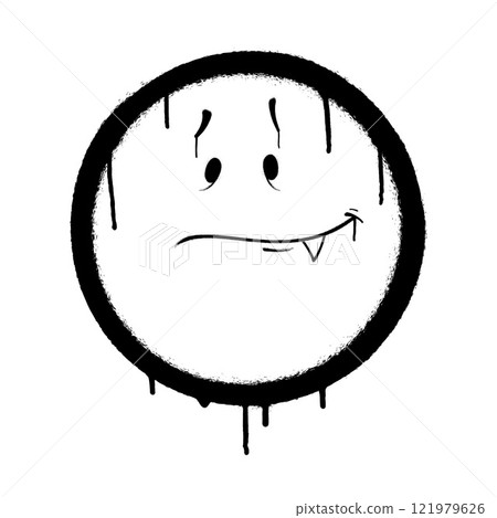 Graffiti emoticon. Smiling face painted with smudges of spray paint. Vector illustration 121979626