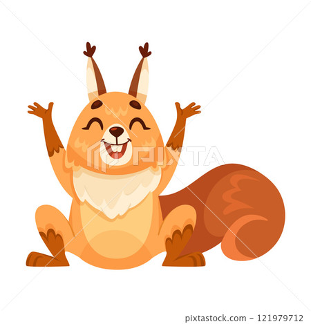 Funny Squirrel Animal Character with Bushy Tail Laughing Vector Illustration Funny Squirrel Animal Character with Bushy Tail Laughing Vector Illustration 121979712