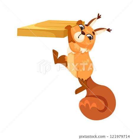 Funny Squirrel Animal Character with Bushy Tail Hanging Vector Illustration 121979714