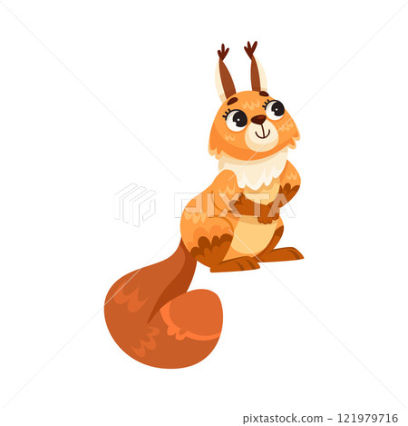 Funny Squirrel Animal Character with Bushy Tail Sit Vector Illustration Funny Squirrel Animal Character with Bushy Tail Sit Vector Illustration 121979716