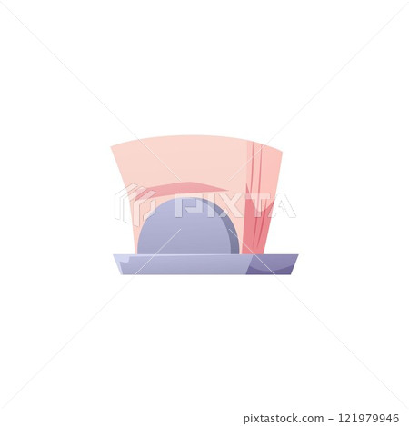 Paper napkins in the holder stand flat vector icon, restaurant or Cafe serving tableware, container with fresh doilies 121979946