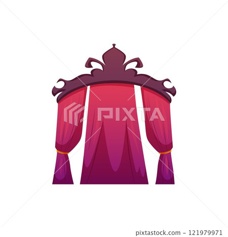 Vector design of red velvet curtains inspired by medieval architecture on a white background 121979971