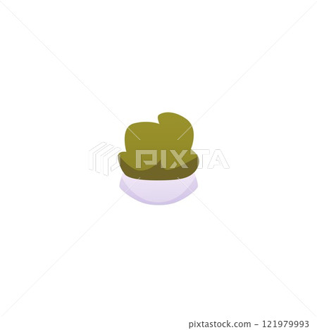 Green plant in white pot vector flat icon, cartoon potted flower in flowerpot container, bush foliage, floral home decor 121979993