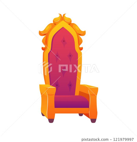 Luxurious golden throne with red upholstery. Luxurious golden throne with red upholstery. 121979997