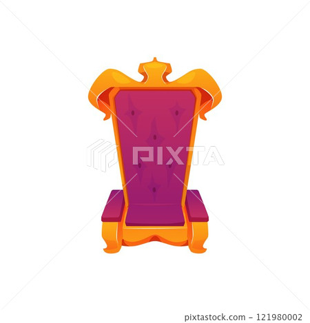 Vector illustration of a throne chair with luxurious gold details and purple velvet upholstery Vector illustration of a throne chair with luxurious gold details and purple velvet upholstery 121980002