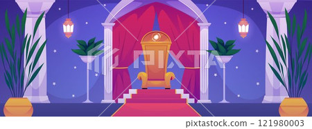 Luxurious oriental palace. Throne room. Luxurious oriental palace. Throne room. 121980003