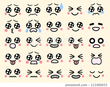 眼睛濕潤的可愛表情符號集 121980055