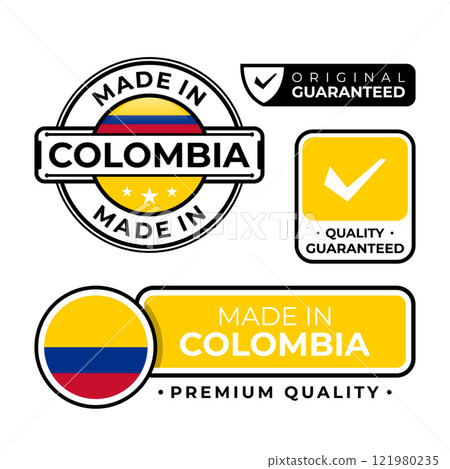 Badge bundle made in Colombia label icon emblem isolated on white background Badge bundle made in Colombia label icon emblem isolated on white background 121980235