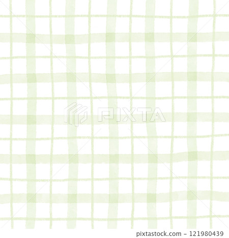 Sage Green Plaid Gingham Hand Drawn Background Pattern Overlay 121980439