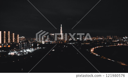 Bitexco and Landmark 81 at Sunset in Ho Chi Minh City with Saigon Bridge and Scenic View Bitexco and Landmark 81 at Sunset in Ho Chi Minh City with Saigon Bridge and Scenic View 121980576