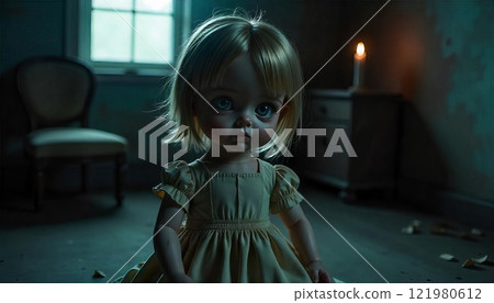 Creepy Doll with big eyes 121980612