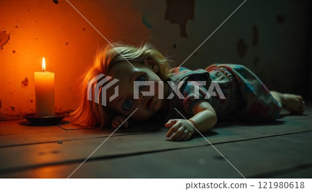 Creepy Doll with big eyes 121980618