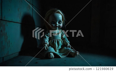 Creepy Doll with big eyes 121980619