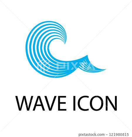 Water wave icon vector 121980815