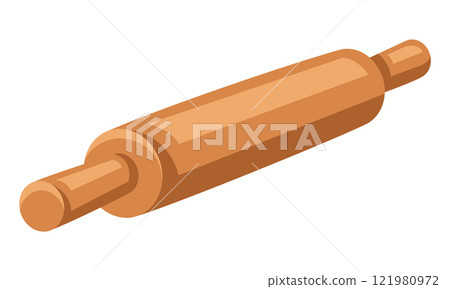 Illustration of rolling pin. Stylized bakery object for cooking recipe and menu. 121980972
