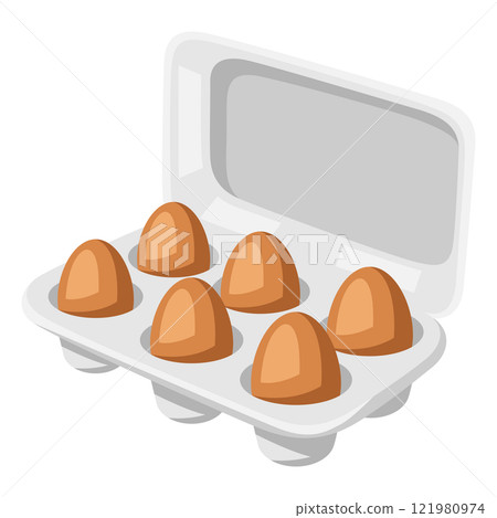 Illustration of eggs tray. Stylized food object for cooking recipe and menu. 121980974