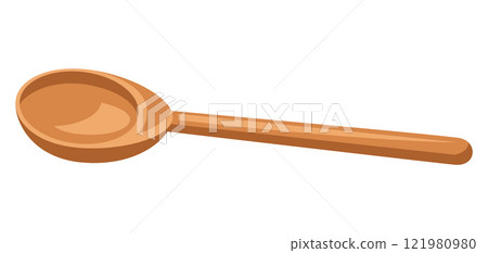 Illustration of wooden spoon. Stylized kitchen object for cooking recipe and menu. Illustration of wooden spoon. Stylized kitchen object for cooking recipe and menu. 121980980