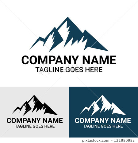 Modern Mountain Logo Design Template for Outdoor Businesses Modern Mountain Logo Design Template for Outdoor Businesses 121980982