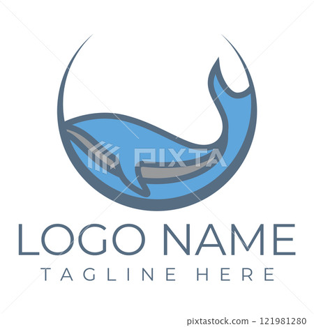 Logo image design illustration of a whale. Logo image design illustration of a whale. 121981280