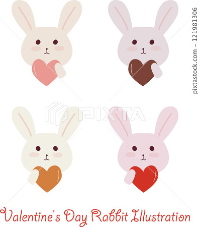 可用於情人節的可愛兔子插圖集 可用於情人節的可愛兔子插圖集 121981306