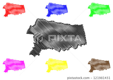 Noney district (Manipur State, Republic of India) map vector illustration, scribble sketch Noney map 121981431