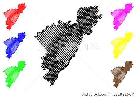 Pali district (Rajasthan State, Republic of India) map vector illustration, scribble sketch Pali map Pali district (Rajasthan State, Republic of India) map vector illustration, scribble sketch Pali map 121981507