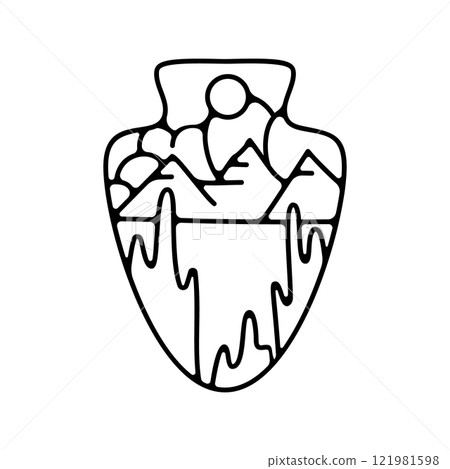 Camping silhouette badge design. Adventure logo graphics. Outdoor nature label monochrome. Stock hiking artwork Camping silhouette badge design. Adventure logo graphics. Outdoor nature label monochrome. Stock hiking artwork 121981598