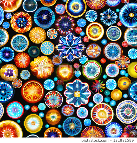 Vibrant Mandala Patterns in a Stunning Abstract Collage Vibrant Mandala Patterns in a Stunning Abstract Collage 121981599