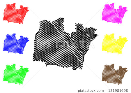 Prakasam district (Andhra Pradesh State, Republic of India) map vector illustration, scribble sketch Ongole map 121981698